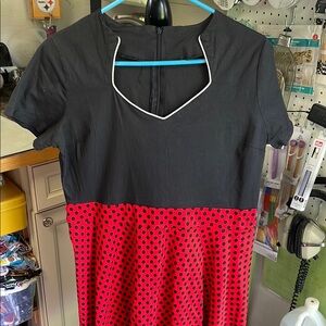 Stylish Black and Red Polka Dot Long Sleeve Dress